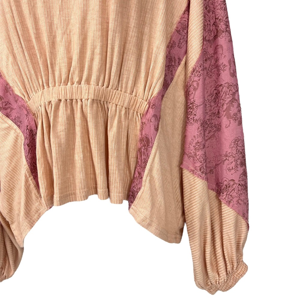 Gimmicks by BKE Women's Large‎ Peach Pink Lace Peasant Boho Flowy Blouse NWT - Picture 3 of 7